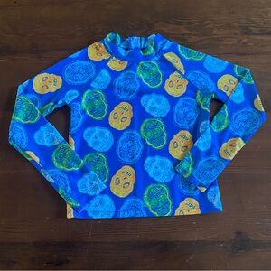 Mott50 Kid’s Blue Los Dias De Los Muertas Skulls Rashguard UPF 50+ Swim Sz. 6/7